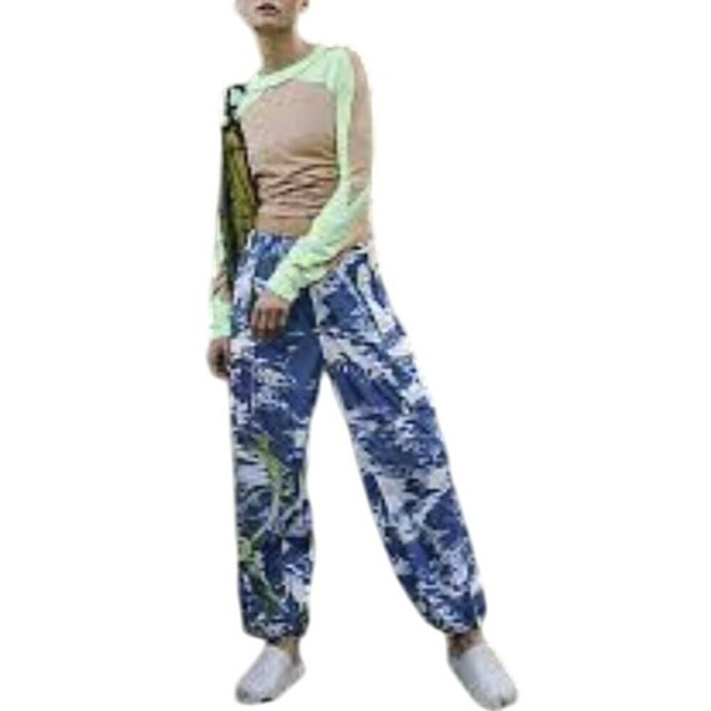 Free People Embroidered Cargo Hiking Pants Elastic Pull on Waist Sz M NWOT